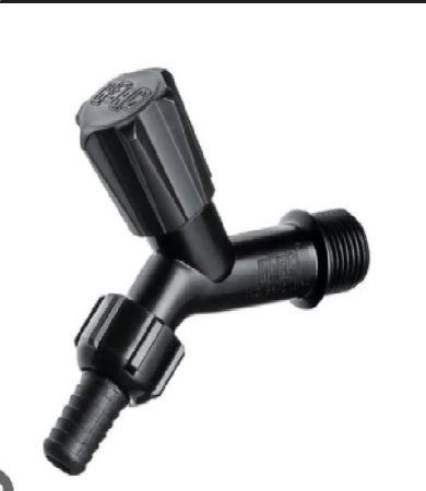 Torneira Plástica para Jardim Preta Rosca com Adaptador
